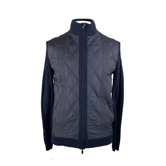 Men's Quilted Navy Sweater - Picture 1 of 3